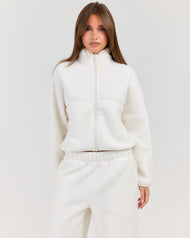 Teddy Fleece Zip Through - Off White