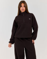 Teddy Fleece 1/4 Zip - Coffee Bean