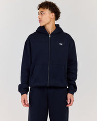 Classic Relaxed Hooded Zip Through - Navy