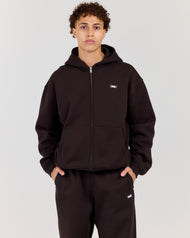 Classic Relaxed Hooded Zip Through - Coffee Bean