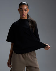 Women's Premium Oversized Cotton Boxy Tee - Black