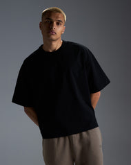 Men's Premium Oversized Cotton Boxy Tee - Black