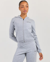 Lite Knit Zip Through Hoodie - Grey Marle