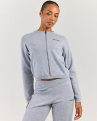 Lite Knit Zip Through - Grey Marle