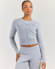 Lite Knit Button Up - Grey Marle