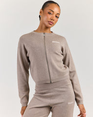 Lite Knit Zip Through - Toasted Cashew