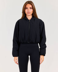 Float Cropped Hooded Jacket - Black