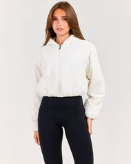 Float Cropped Hooded Jacket - Bone