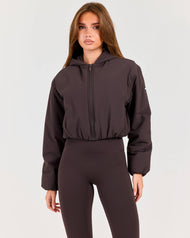 Float Cropped Hooded Jacket - Coffee Bean