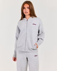 Winter Knit Zip Through - Grey Marle