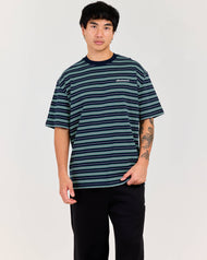 Men's Oversized Stripe Tee - Navy/Green