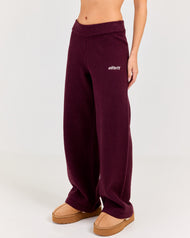 Winter Knit Wide Leg Pants - Plum