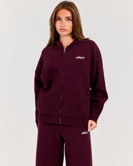 Winter Knit Zip Through - Plum