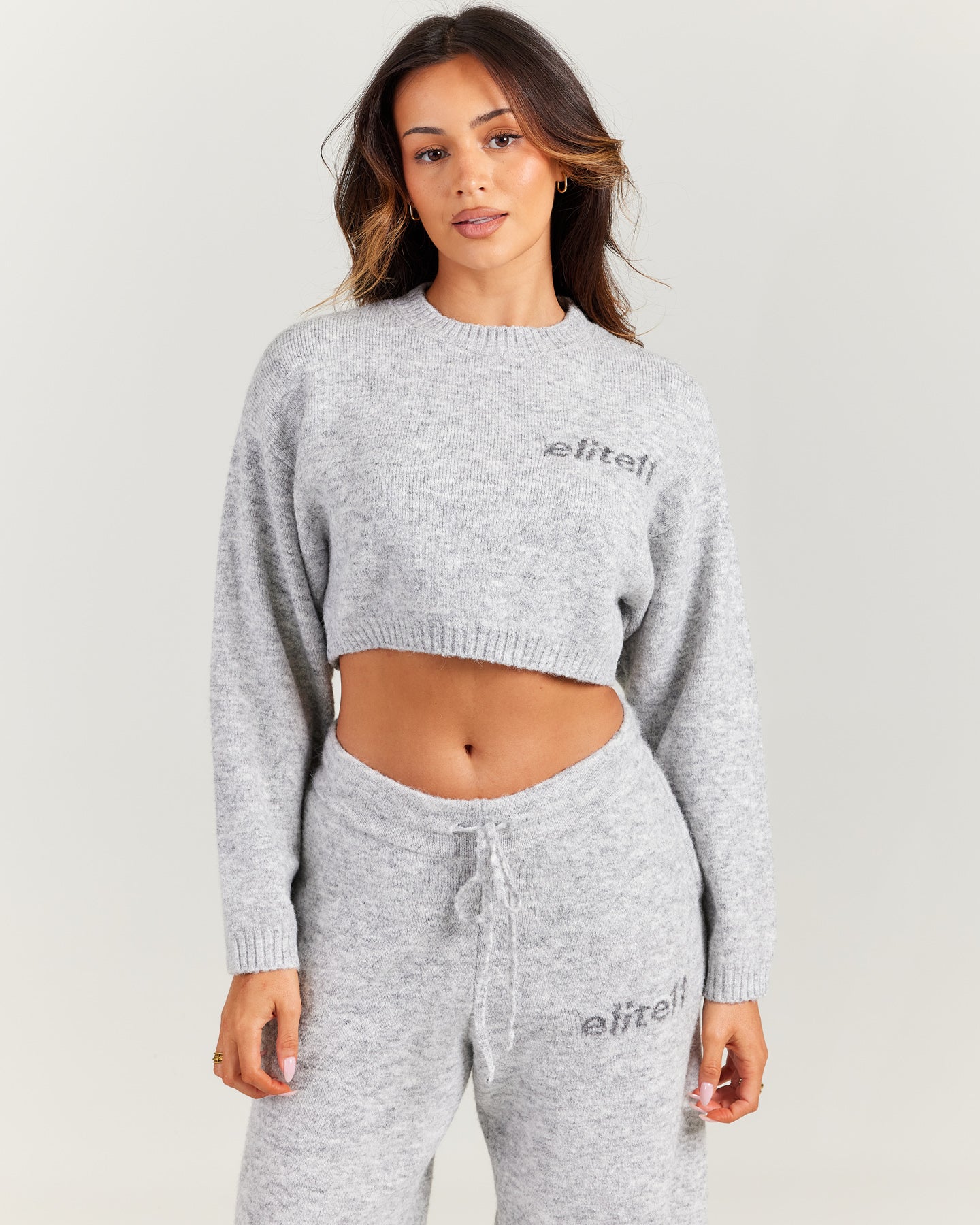 Elite 11 Knitted Cropped Crewneck - Grey Marle