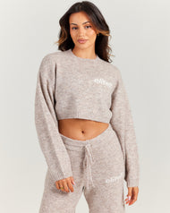 Elite 11 Knitted Cropped Crewneck - Taupe