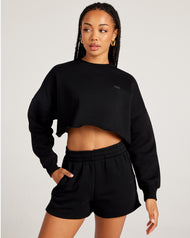 Omni Cropped Crewneck - Black/Black