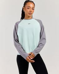 Relaxed Raglan Long Sleeve - Charcoal/Mint