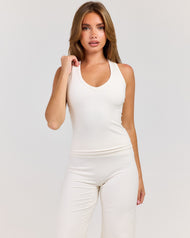 Flow V Neck Racer Tank - Vanilla