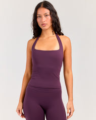 Soléa Square Neck Halter Tank - Acai Berry