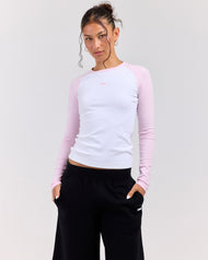 Raglan Long Sleeve - Pink/White