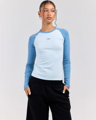 Raglan Long Sleeve - Turquoise/Light Blue