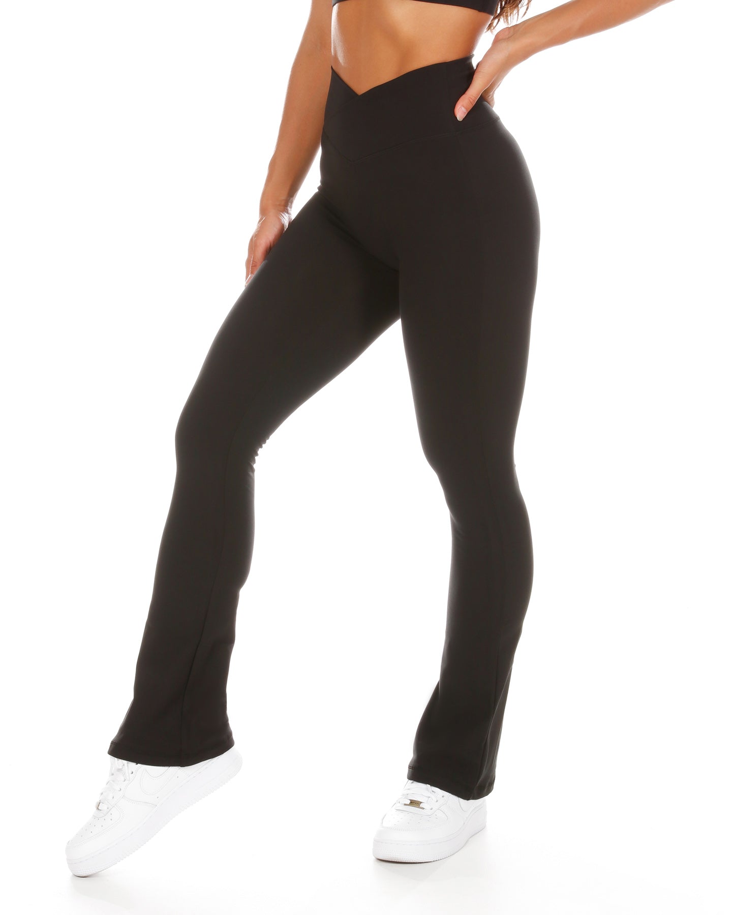 Women Crossover Flare Leggings High Waisted Flared Yoga Pants Workout Pants