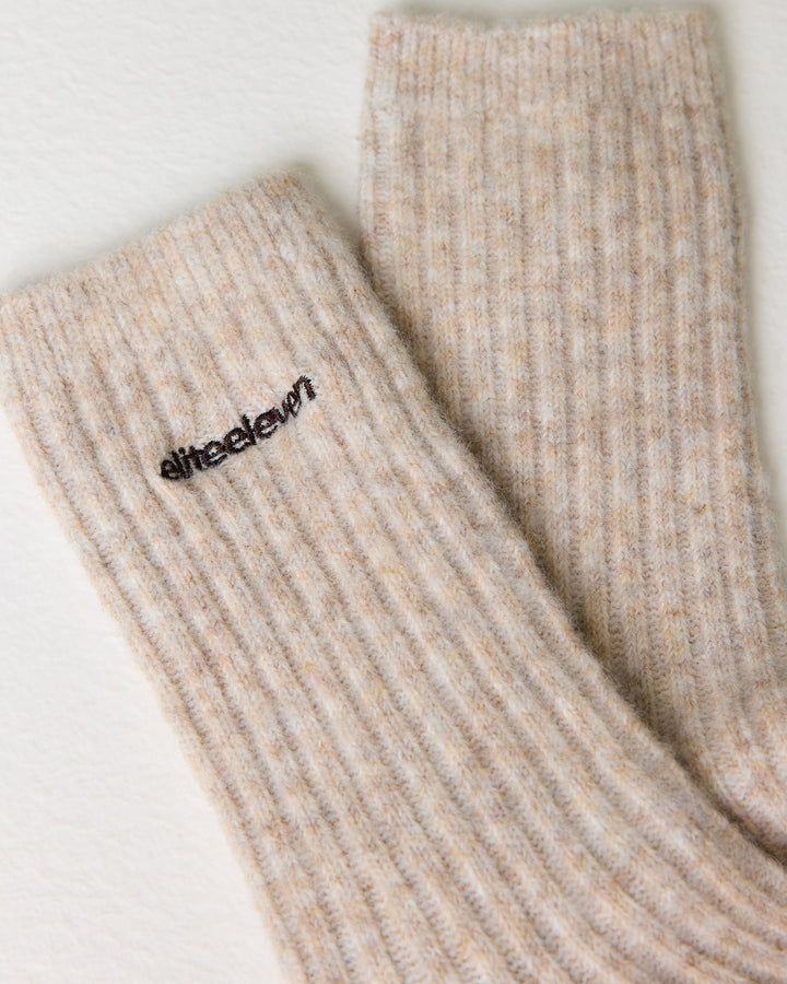 EE Ribbed Knit Socks - Light Taupe