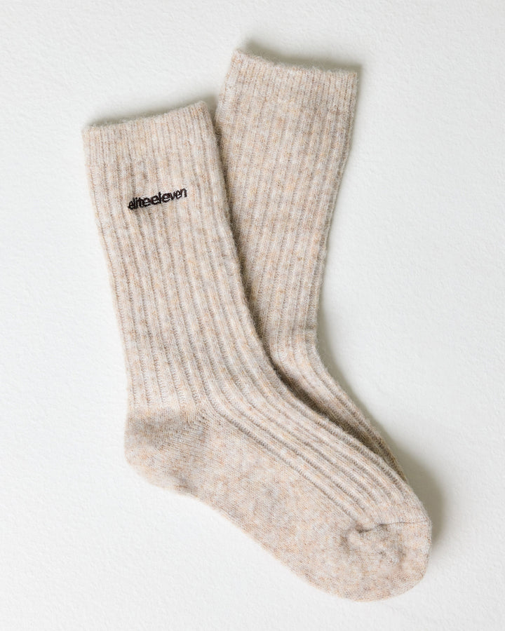 EE Ribbed Knit Socks - Light Taupe