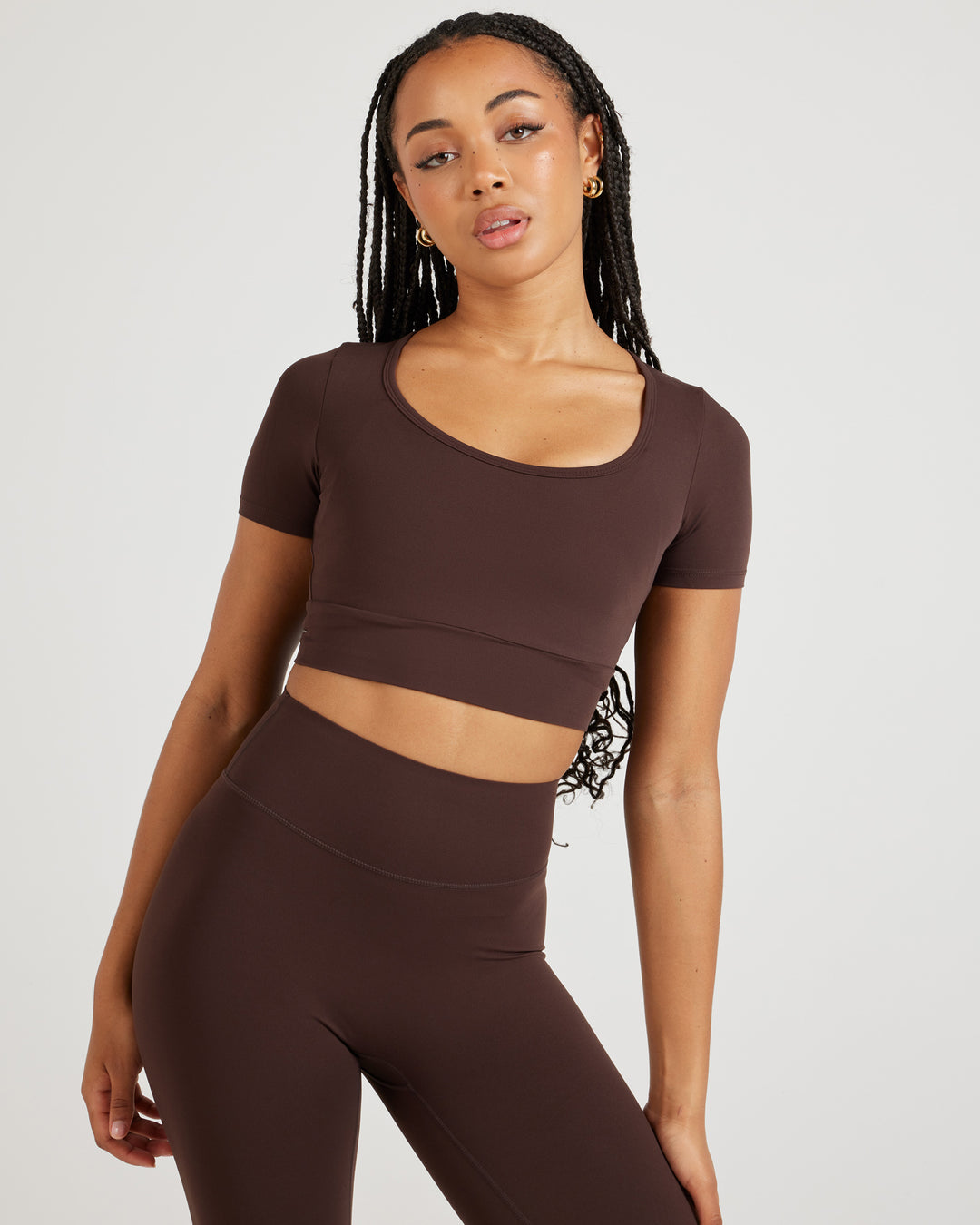 Airey Scoop Crop Tee - Espresso