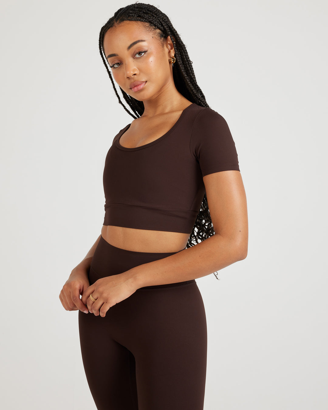 Airey Scoop Crop Tee - Espresso