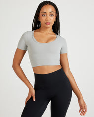 Airey Scoop Crop Tee - Moon Grey