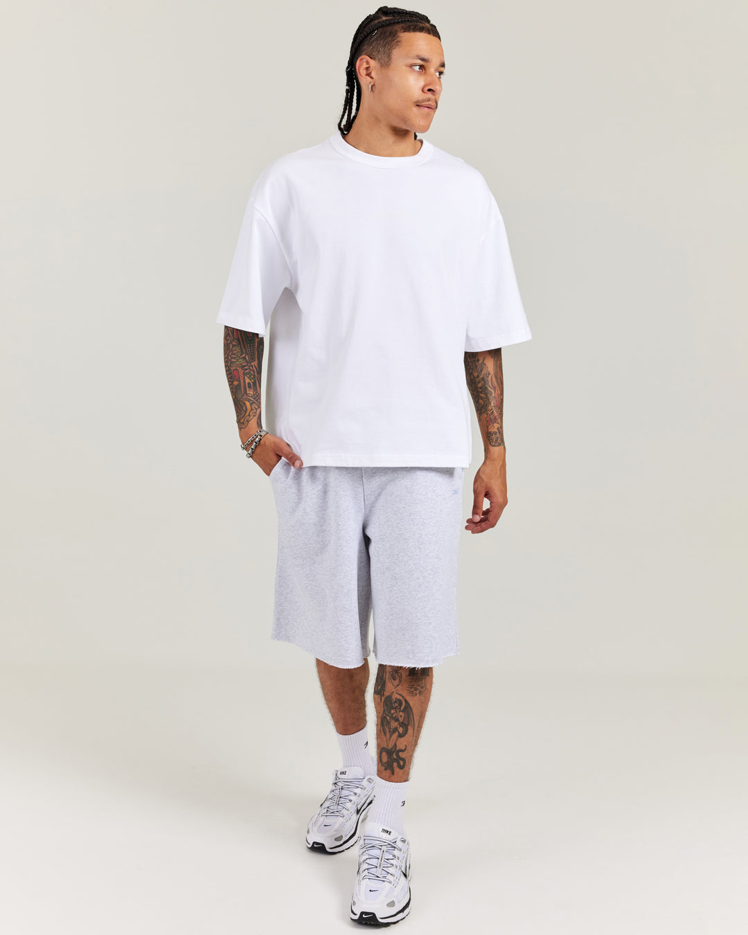 Omni Oversized Shorts - Grey Marle