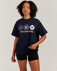 Women's Oversized Tri Ball Tee - Navy