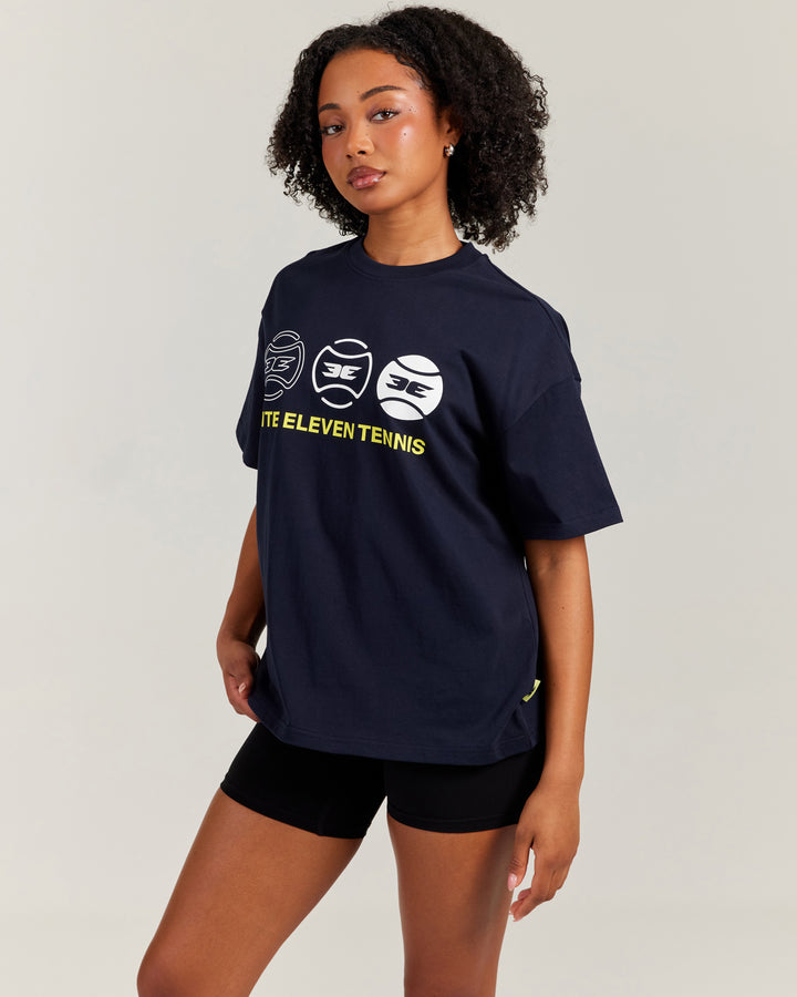 Women's Oversized Tri Ball Tee - Navy