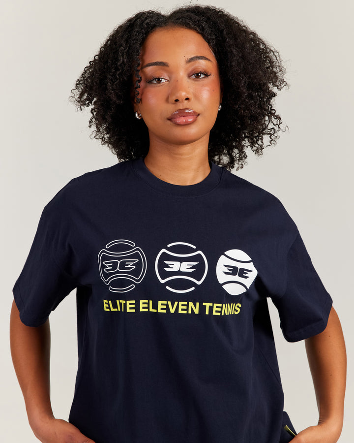 Women's Oversized Tri Ball Tee - Navy