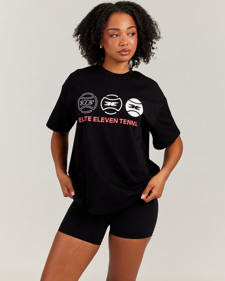 Women's Oversized Tri Ball Tee - Black