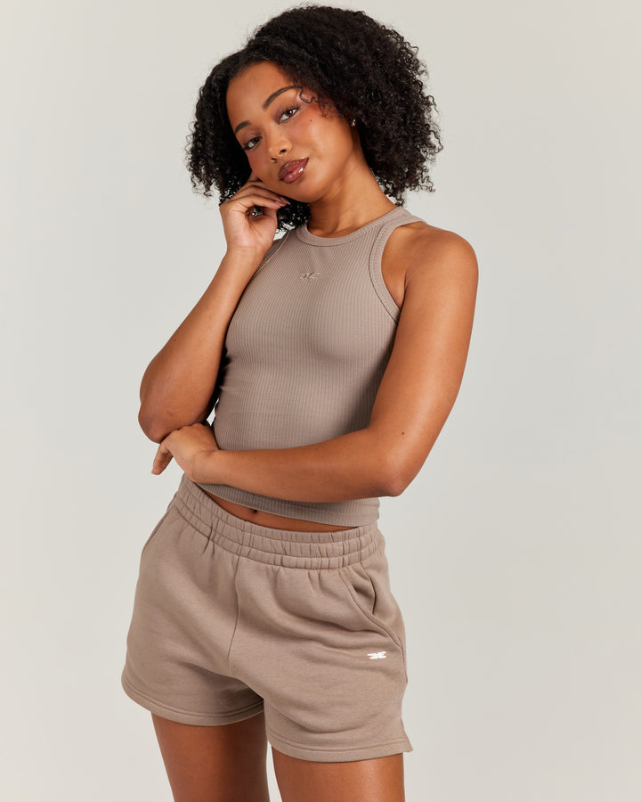 Ribbed Singlet - Toasted Cashew