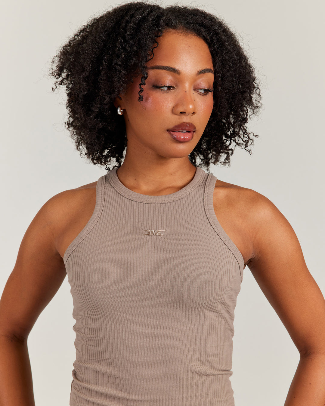 Ribbed Singlet - Toasted Cashew
