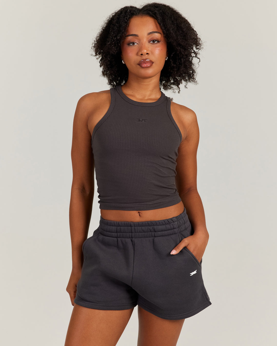Ribbed Singlet - Charcoal