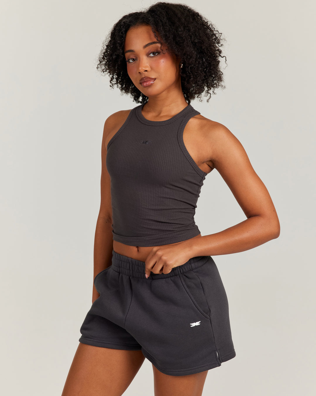 Ribbed Singlet - Charcoal