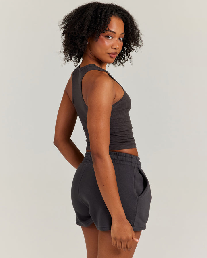 Ribbed Singlet - Charcoal