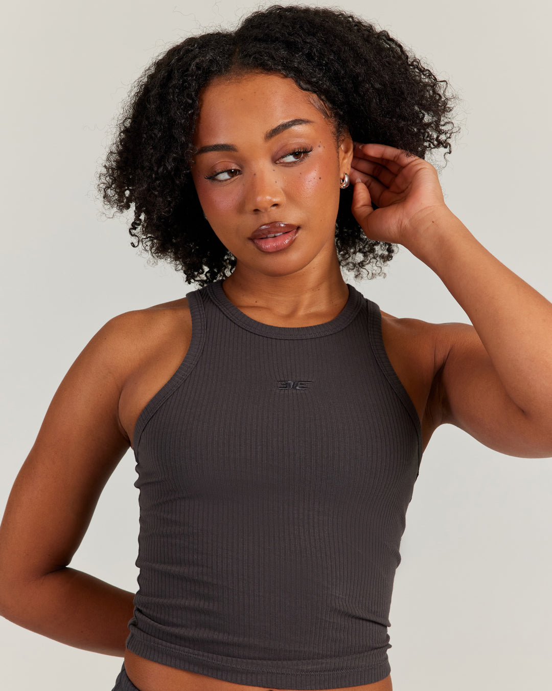 Ribbed Singlet - Charcoal