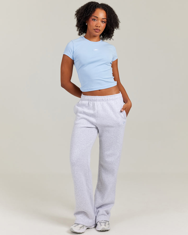 Omni Straight Leg Trackpants - Grey Marle/Light Blue