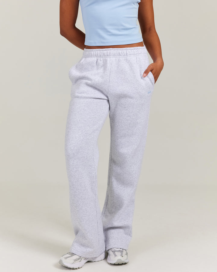 Omni Straight Leg Trackpants - Grey Marle/Light Blue