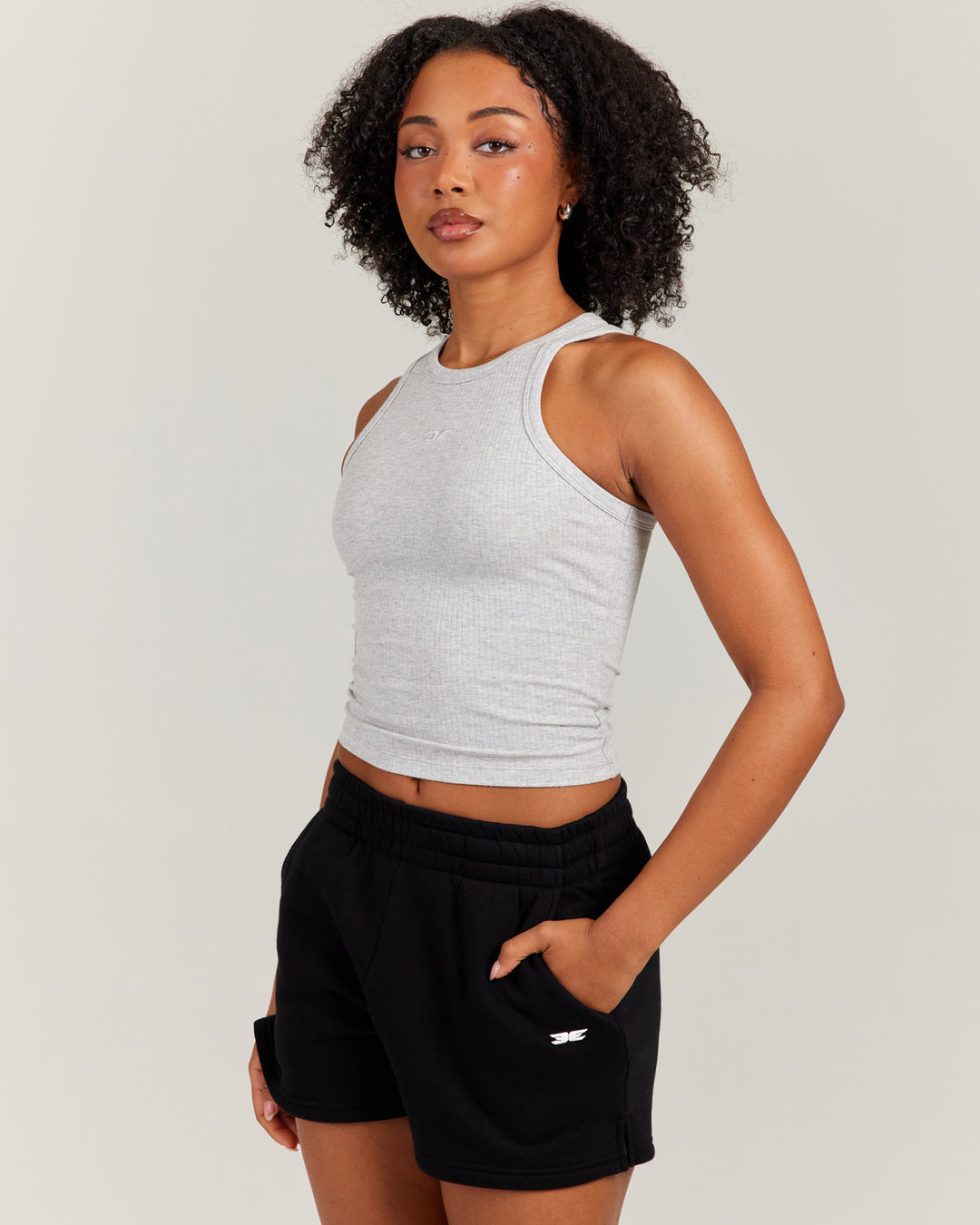 Ribbed Singlet - Grey Marle
