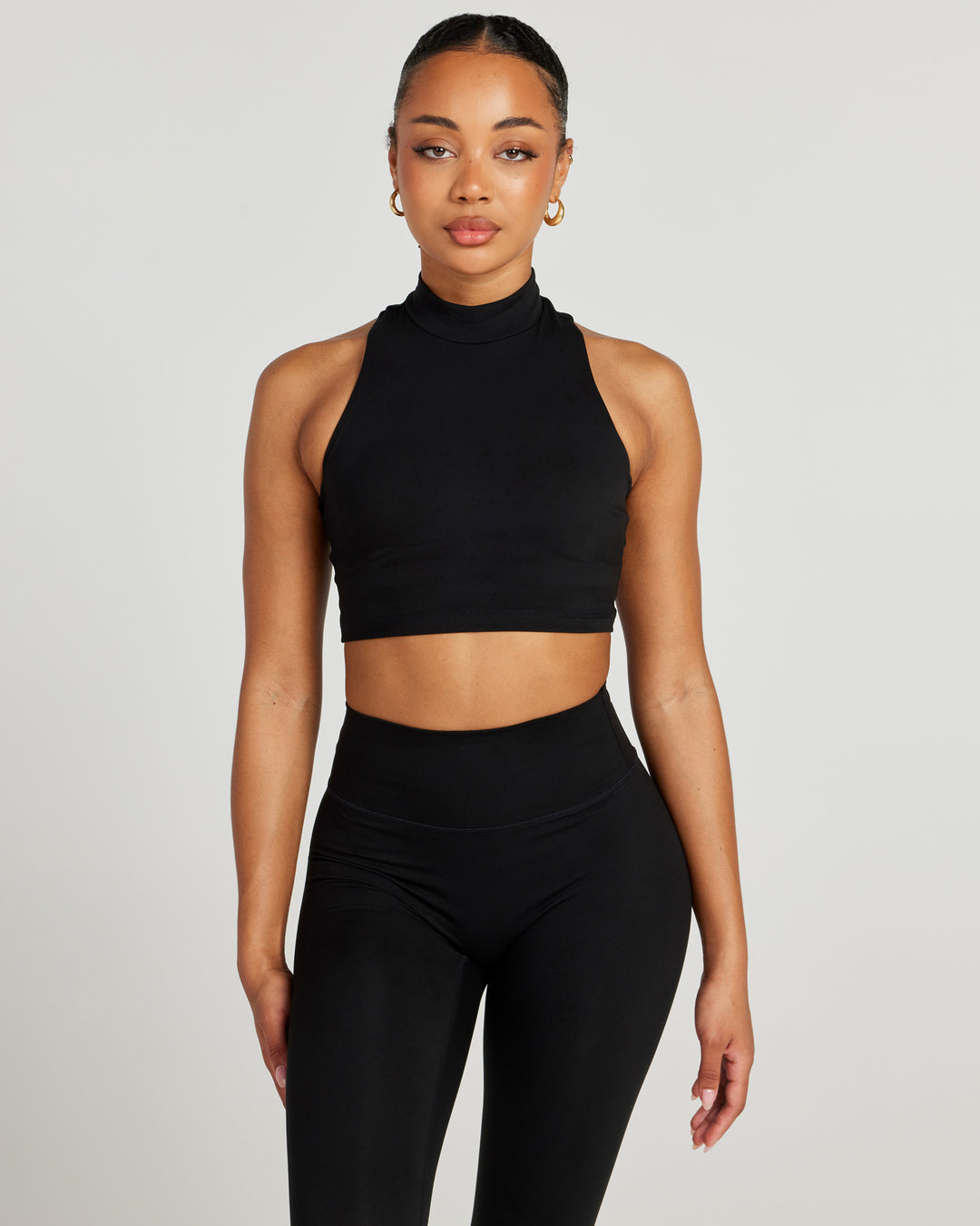 Aura Mock Neck Tank - Black