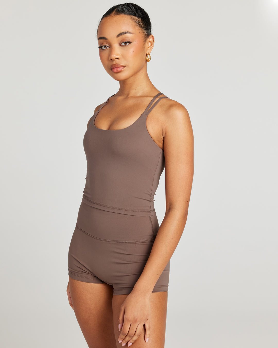 Aura Thin Strap Tank - Mushroom