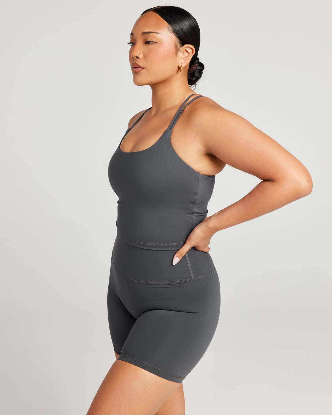 Aura Thin Strap Tank - Charcoal