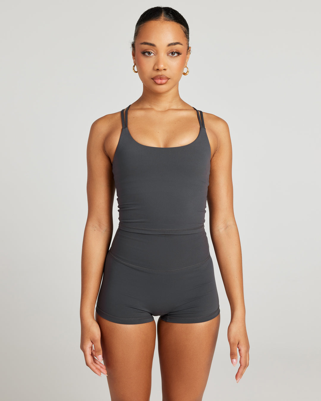 Aura Thin Strap Tank - Charcoal