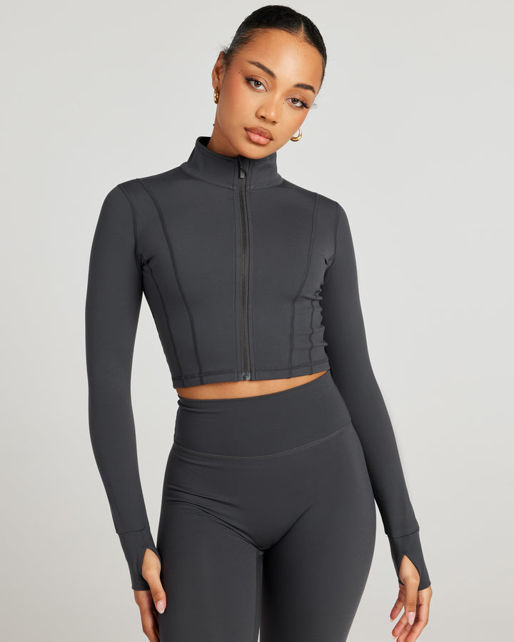 Cropped Aura Jacket - Charcoal